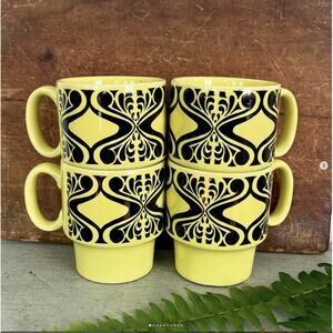 Vintage Royal Alma Staffordshire England Ironstone Stackable Mug MCM SET 4